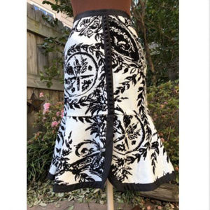 ODILLE ANTHROPOLOGIE VELVET FLOCKED WIGGLE SKIRT